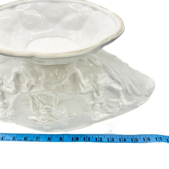 Antique Alcabaca Portugal Planter Centerpiece Fruit Bowl White Ceramic 17x8x6.5 - Picture 9 of 11